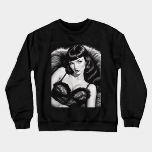 Bettie Page Black and White Portrait Crewneck Sweatshirt